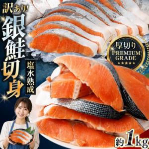 ふるさと納税 釧路市 【 訳あり 】 プレミアムグレード 塩水熟成 厚切り 銀鮭切身 約1kg