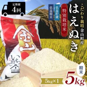 ふるさと納税 金山町 【令和7年産】定期4回 金山町産 特別栽培米 はえぬき 精米 5kg×4 20kg F4B-0837