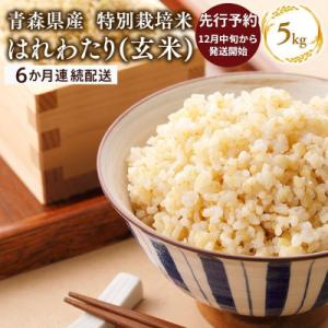 ふるさと納税 平川市 【令和8年産 配送時期:2026年12月中旬〜】6ヶ月定期便特別栽培米 はれわたり玄米5kg