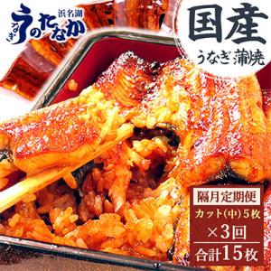 ふるさと納税 磐田市 【2ヵ月毎定期便】浜名湖・うなぎのたなかの国産うなぎカット蒲焼(中)5枚※1回...