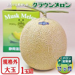 ふるさと納税 掛川市 【毎月定期便】クラウンメロン規格外大玉 1玉 全12回