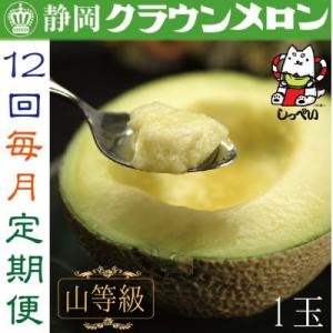 ふるさと納税 磐田市 【毎月定期便】クラウンメロン(山等級1.3)1玉 全12回