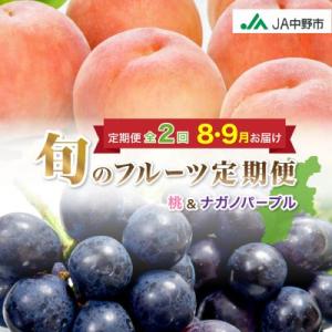 ふるさと納税 中野市 【発送月固定定期便】JA中野市　糖度13度保証の桃2.1kg以上とナガノパープル800g以上全2回