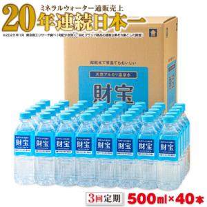 ふるさと納税 垂水市 【毎月定期便】天然アルカリ温泉水 財寶温泉 500ml×40本(垂水市)全3回