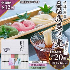 ふるさと納税 南島原市 【毎月定期便】手延べ素麺三色島原の光 KS-30全12回