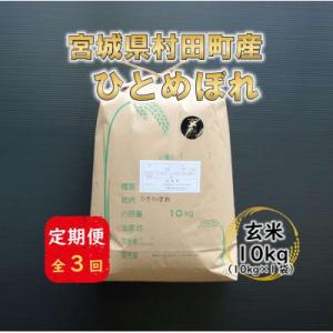 ふるさと納税 村田町 【毎月定期便】宮城県村田町産ひとめぼれ　玄米10kg(10kg×1)全3回