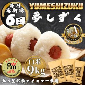 ふるさと納税 多久市 【毎月定期便】夢しずく白米9kg(3kg×3袋)(多久市)全6回
