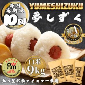 ふるさと納税 多久市 【毎月定期便】夢しずく白米9kg(3kg×3袋)(多久市)全10回