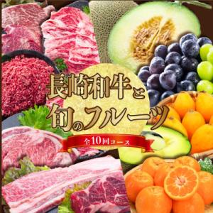ふるさと納税 南島原市 【発送月固定定期便】長崎和牛と旬のフルーツが楽しめる バラエティ定期便 マス...