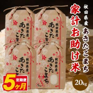 ふるさと納税 八郎潟町 【毎月定期便】あきたこまち 家計お助け米 20kg(5kg×4袋)【白米】 秋田県産全5回