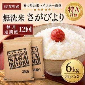 ふるさと納税 吉野ヶ里町 【毎月定期便】【無洗米】さがびより6kg(3kg×2袋)(吉野ヶ里町)全12回
