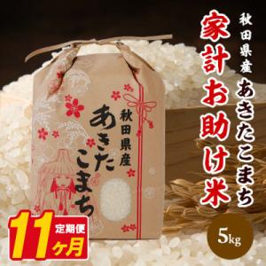 ふるさと納税 八郎潟町 【毎月定期便】あきたこまち 家計お助け米 5kg【白米】 秋田県産全11回