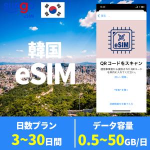 eSIM 韓国 大韓民国 Korea 3日間 5日 7日 10日 15日 30日間 1GB 5GB 10GB 20GB 50GB プリペイドeSIM simカード 一時帰国 留学 短期 出張 使い捨て