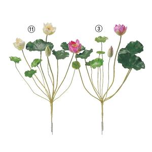 【P5倍中 6/23 9:59まで】 造花 とりよせ品 ミニロータス×2 つぼみ×1 蓮の花 インテリア インテリアフラワー フェイクフラワー アスカ ASCA アスカ商会