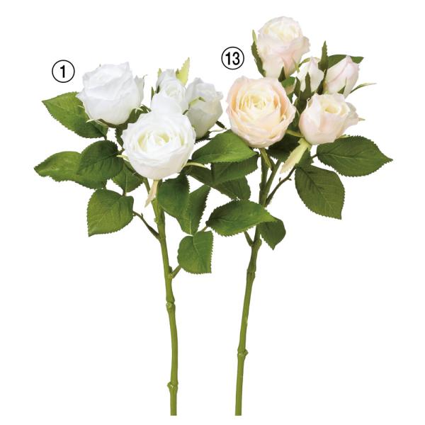 《 造花 》 ◆とりよせ品◆Asca(アスカ) ローズ×3 つぼみ×2 バラ 薔薇 白 インテリア ...