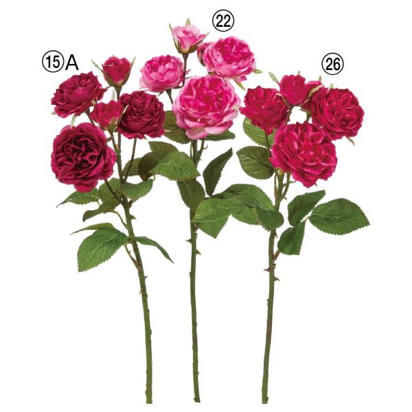 造花 とりよせ品 ローズ×3 つぼみ×2 バラ 薔薇 赤いバラ ロゼット咲き ピンク レッド 赤い薔...