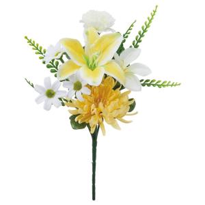 【P5倍中 6/23 9:59まで】 造花 仏花 とりよせ品 仏花 花束 仏壇 お墓 紫 白 ホワイト 黄色 イエロー かわいい モダン 仏前 墓前 アスカ ASCA アスカ商会