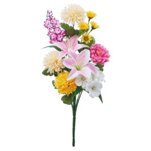 【P5倍中 9/16 9:59まで】 造花 仏花 とりよせ品 仏花 花束 仏壇 お墓 紫 白 ホワイト 黄色 ピンク イエロー 仏前 墓前 菊 百合 アスカ ASCA アスカ商会