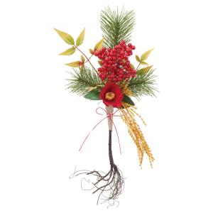 アスカ商会 お正月飾り とりよせ品 根引き松と椿の壁飾り しめ縄