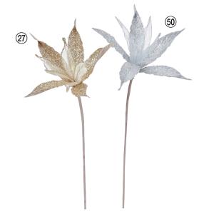 クリスマス 造花 とりよせ品 フラワースプレー ラメ キラキラ 金 金色 ゴールド 銀 銀色 ポインセチア アスカ ASCA アスカ商会
