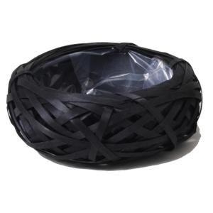 とりよせ品 カルチベーター ドーナツ型黒塗平裂き経木アレンジ籠S  バスケット 鉢 ポット プランター インテリア 花資材 赤