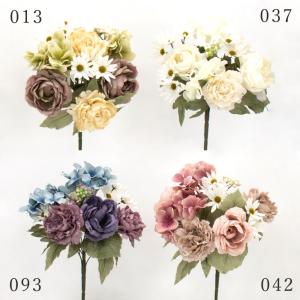造花 花束 とりよせ品 ミックスローズブッシュ 花束 ブーケ バラ 薔薇 くすみピンク 白 ホワイト ベージュ くすみカラー インテリア インテリアフラワー