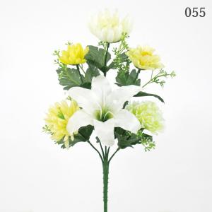 造花 仏花 とりよせ品 仏花ブッシュ 仏花 カサブランカ ユリ 百合 白 黄色 花束 造花仏花 お供え花 供花 墓花 盆花 お盆 お彼岸 お葬式 お悔やみ花 仏事