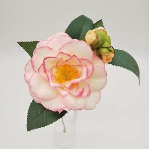 造花 とりよせ品 椿 ピンクホワイト 和 ツバ...の詳細画像1