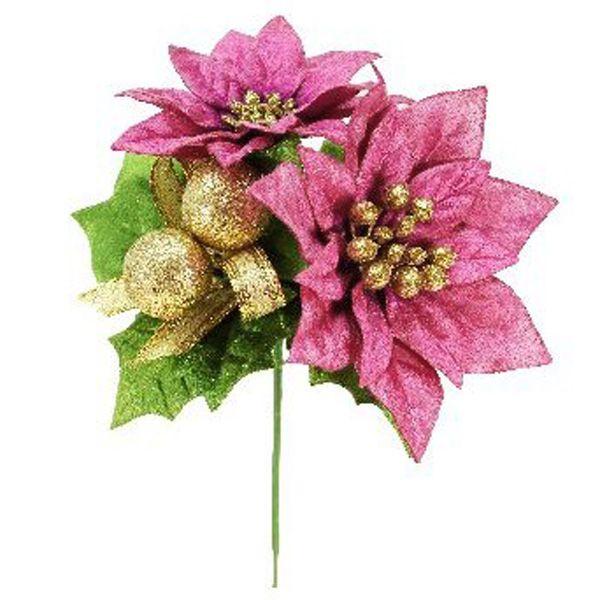 【P5倍中 12/02 09:59迄】 クリスマス 造花 とりよせ品 ベルベットポインセチア ピンク...