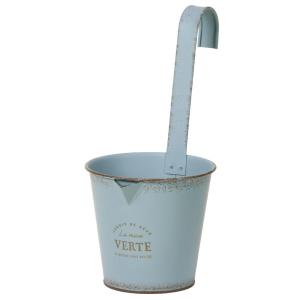 ブリキ ベース 鉢カバー ポットカバー とりよせ品 ガーデンブリキフック付4号用ブルー L付 鉢カバー ガーデニング ガーデンコーディネート インテリア 赤