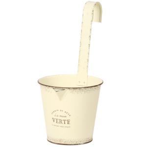 ブリキ ベース 鉢カバー ポットカバー とりよせ品 ガーデンブリキフック付4号用ホワイト L付 鉢カバー ガーデニング ガーデンコーディネート インテリア