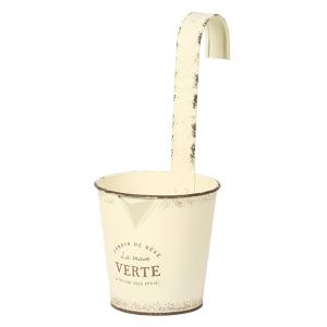 ブリキ ベース 鉢カバー ポットカバー とりよせ品 ガーデンブリキフック付3号用ホワイト L付 鉢カバー ガーデニング ガーデンコーディネート インテリア