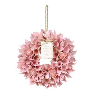 リース ドライフラワー アレンジ とりよせ品 ドライ木の実のナチュラルリース 18cm サクラピンク 玄関リース インテリア雑貨 ドライフラワー ギフト 装飾