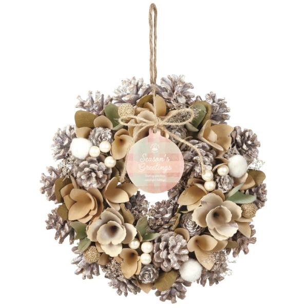 クリスマス リース ドライフラワー アレンジ とりよせ品 ドライ木の実のクリスマスリース 25cm ...