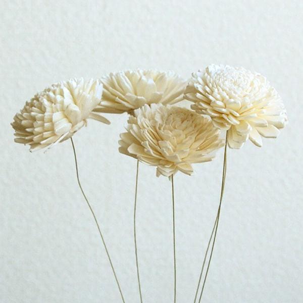 ハンドメイドフラワー 花材 即日出荷 ソーラーダリア ワイヤーステム ホワイト ドライフラワー ソー...