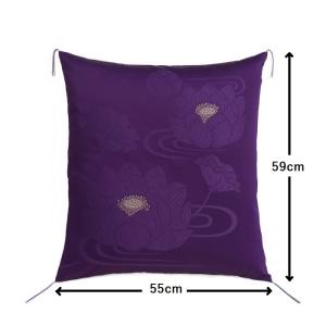 座布団カバー 蓮 銘仙判 55×59 紫色 法...の詳細画像3