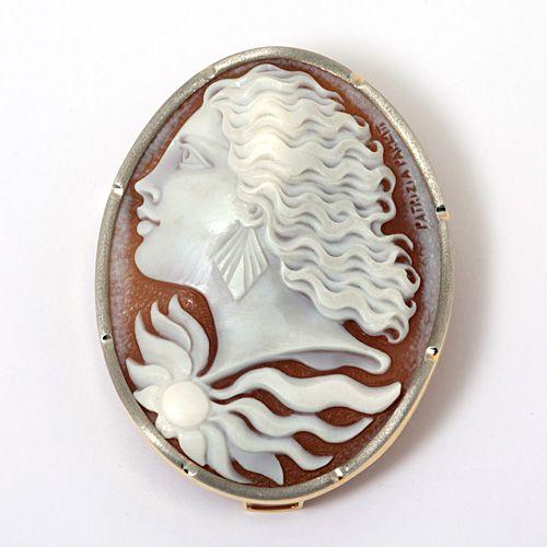K18 プラチナ シェルカメオ ブローチ ペンダント