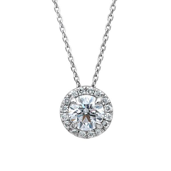 プラチナダイヤモンドヘイローネックレス 0.30ct-DカラーVS1-3EX-GIA鑑定