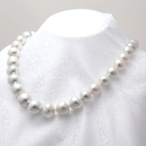 K14WG 15mm 白蝶真珠 ネックレス ピアス/イヤリング セット 鑑別書付