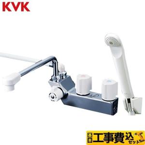 KVK KVK KF207 デッキ形一時止水付2ハンドルシャワー （左側シャワー