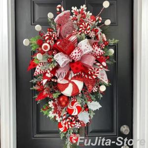 クリスマスリースクリスマススワッグ大きいオーナメントナチュラルリースドア玄関庭園部屋壁飾りガーランド松かさ華やかおしゃれ新年飾り50cm