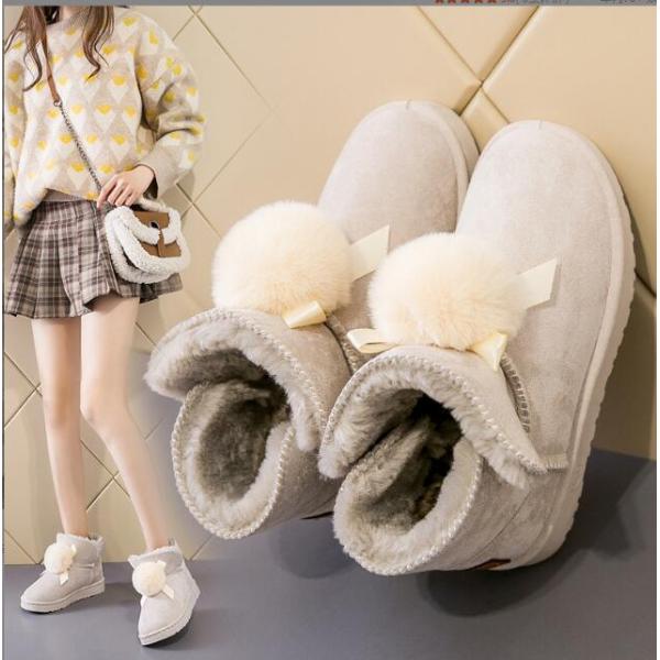 【値下げ】ムートンブーツ ショートブーツ レディース 裏起毛 可愛い フラット 雪靴 スノーブーツ ...