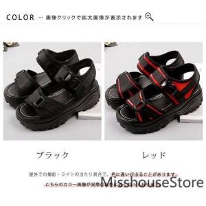 スポーツサンダル レディース 厚底 フラットヒ...の詳細画像3