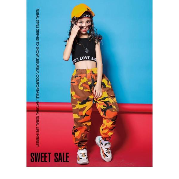 【値下げ】1080販売!!!HIPHOP ダンス 衣装 キッズ 迷彩 パンツ 子供 ヒップホップダン...