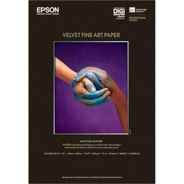 エプソン　EPSON　ベルベットファインアートペーパー(A3ノビ・20枚)　KA3N20VFA