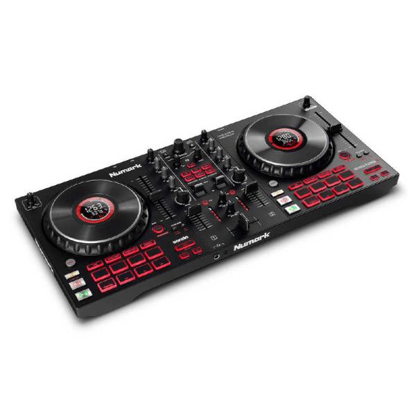 NUMARK　ジョグ・ホイール・ディスプレイ、FXパドル搭載4デッキDJコントローラー　Mixtra...