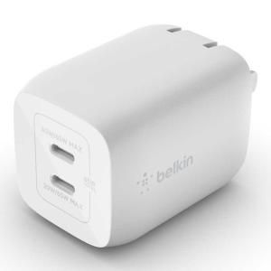 BELKIN　BOOST↑CHARGE PRO デュアル USB-C GaN充電器 PPS 65W ホワイト ［USB Power Delivery対応 ／GaN（窒化ガリウム） 採用］　WCH013DQWH