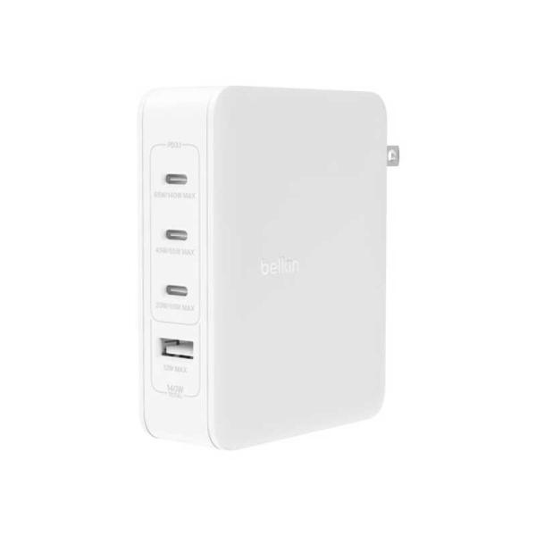 BELKIN　140W 4ポート GaN PD対応 急速AC充電器 ホワイト ［4ポート /USB ...