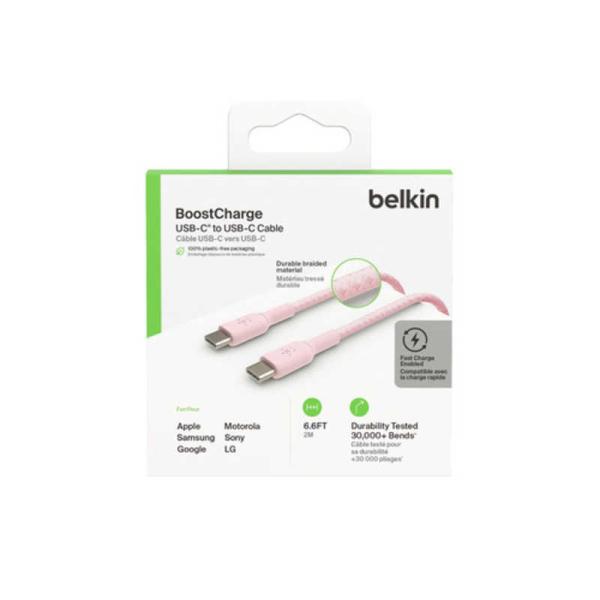 BELKIN　BoostCharge USB-C to USB-C 編組ケーブル 2m ピンク ［U...