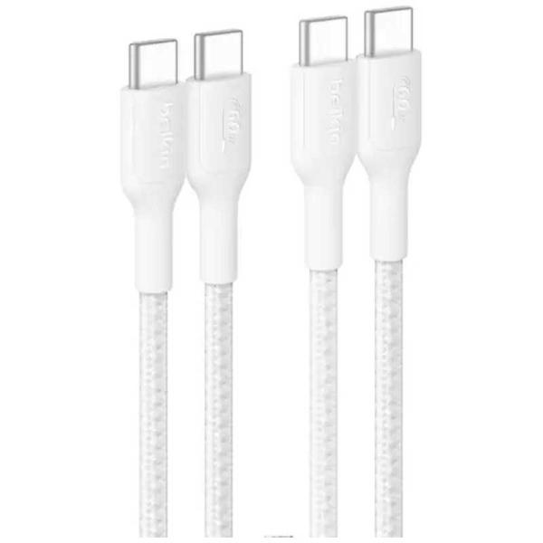 BELKIN　USB-C to USB-C 編組ケーブル 60W 1M ホワイト 2本セット　CAB...